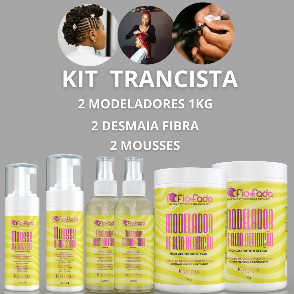 Kit Trancista Profissional – Fio de Fada | 2 Modeladores 1kg + 2 Desmaia Fibra + 2 Mousses