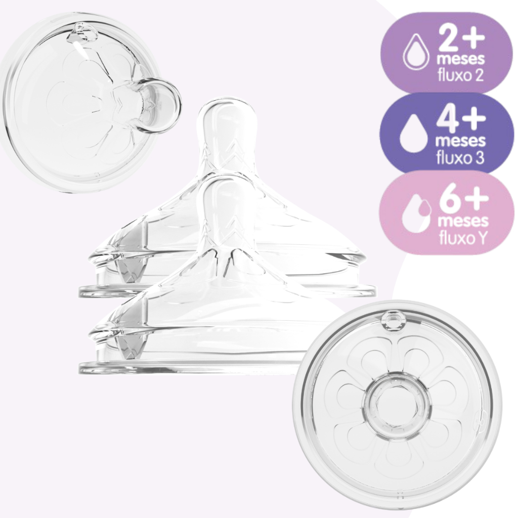 Bico para Mamadeira Lillo Super e Lolly Válvula Anticólica Macio 100% Silicone 2 Unidades