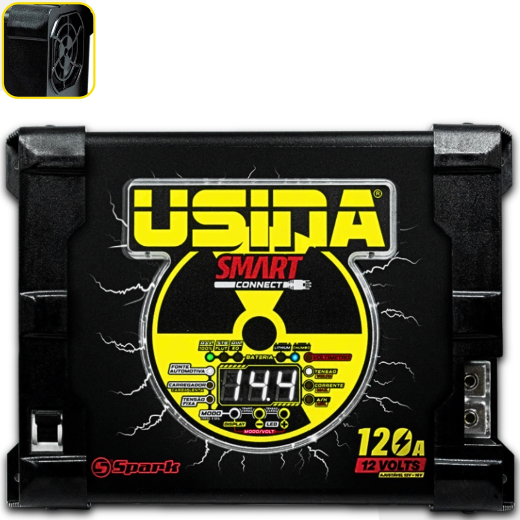 Fonte Usina 120 Amperes Bivolt Automotica 127-220v Voltimetro Digital - Spare Parts and Accessories for Vehicles