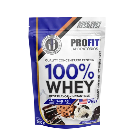 100% WHEY CONCENTRATE COOKIES AND CREAM REFIL 900G PROFIT
