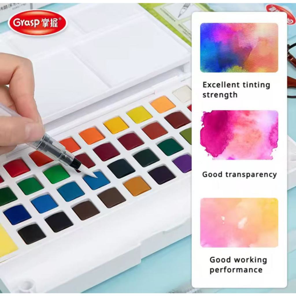 🎨 Kit Aquarela Sólida Portátil com Escova | Tinta Kawaii para Arte, Escola e Artistas Iniciantes e Profissionais