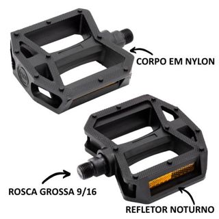 Pedal Bike Bicicleta Plataforma 9/16 Nylon Paco Rosca Grossa C/ Refletor PAR em Oferta na Shopee