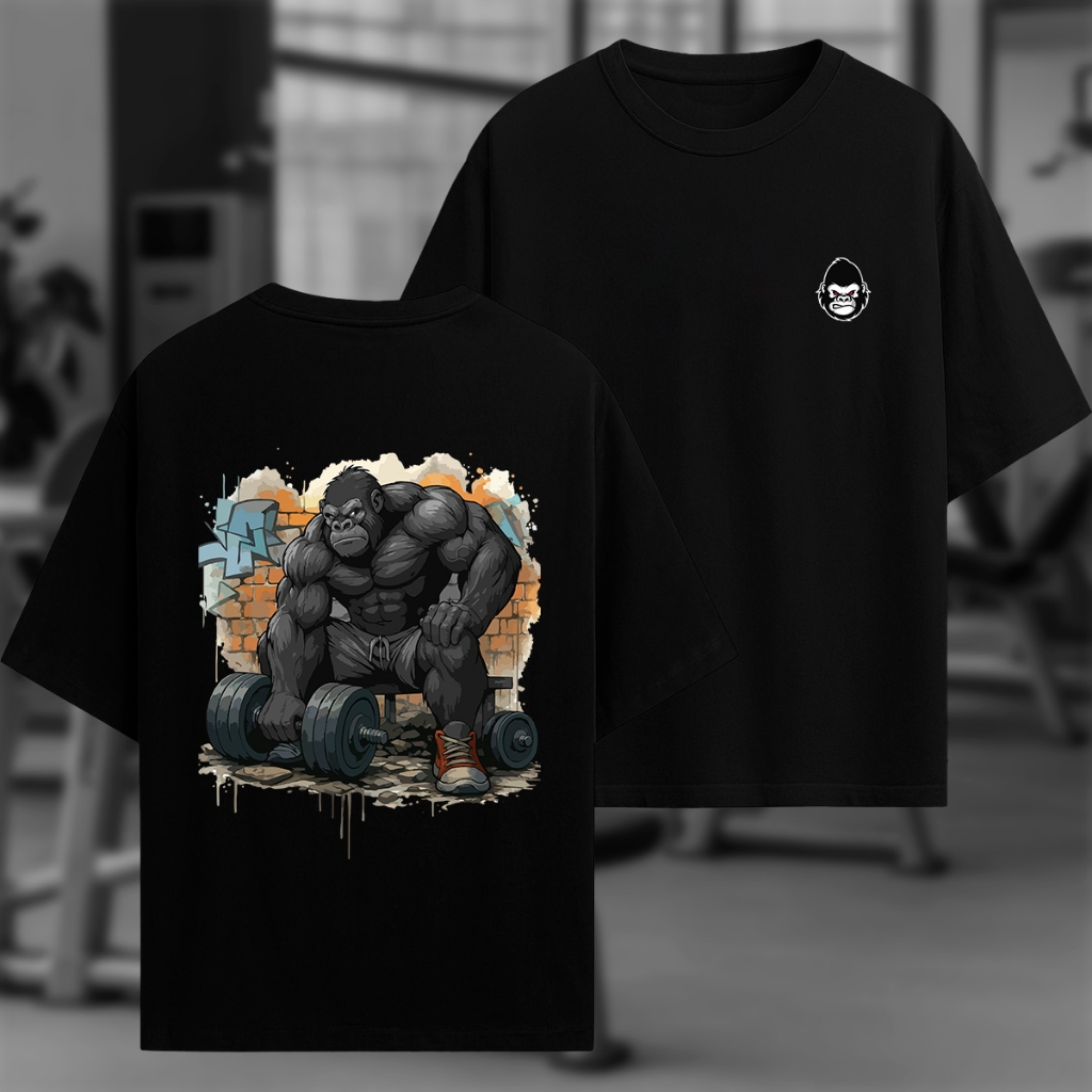 Camiseta Oversized Masculina Gorila Monstro Estampa Academia Bodybuilder Streetwear Promoção