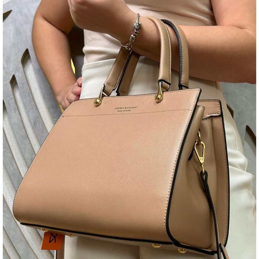 Bolsa Feminina Veryrio Baú Elegante Espaçoso Alça de Mão e Transversal Couro