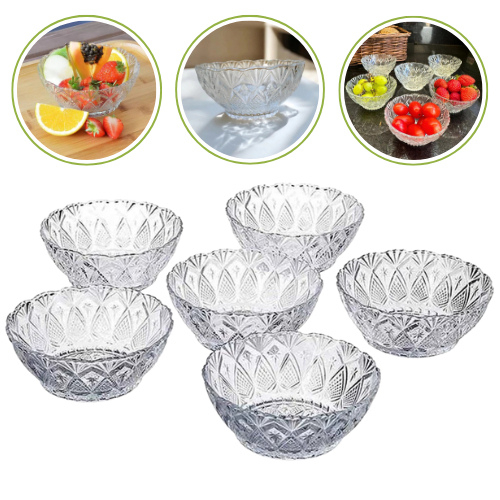 Jogo de 6 Taças Para Sobremesas Tigela Toffee Bowls em Vidro 10cm para Doces Sorvete e Ape...