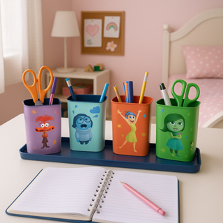 Porta Caneta Lápis 5 Peças C/ Bandeja Stitch Divertidamente Mickey Minnie Princesas Organizador Mesa em Oferta na Shopee