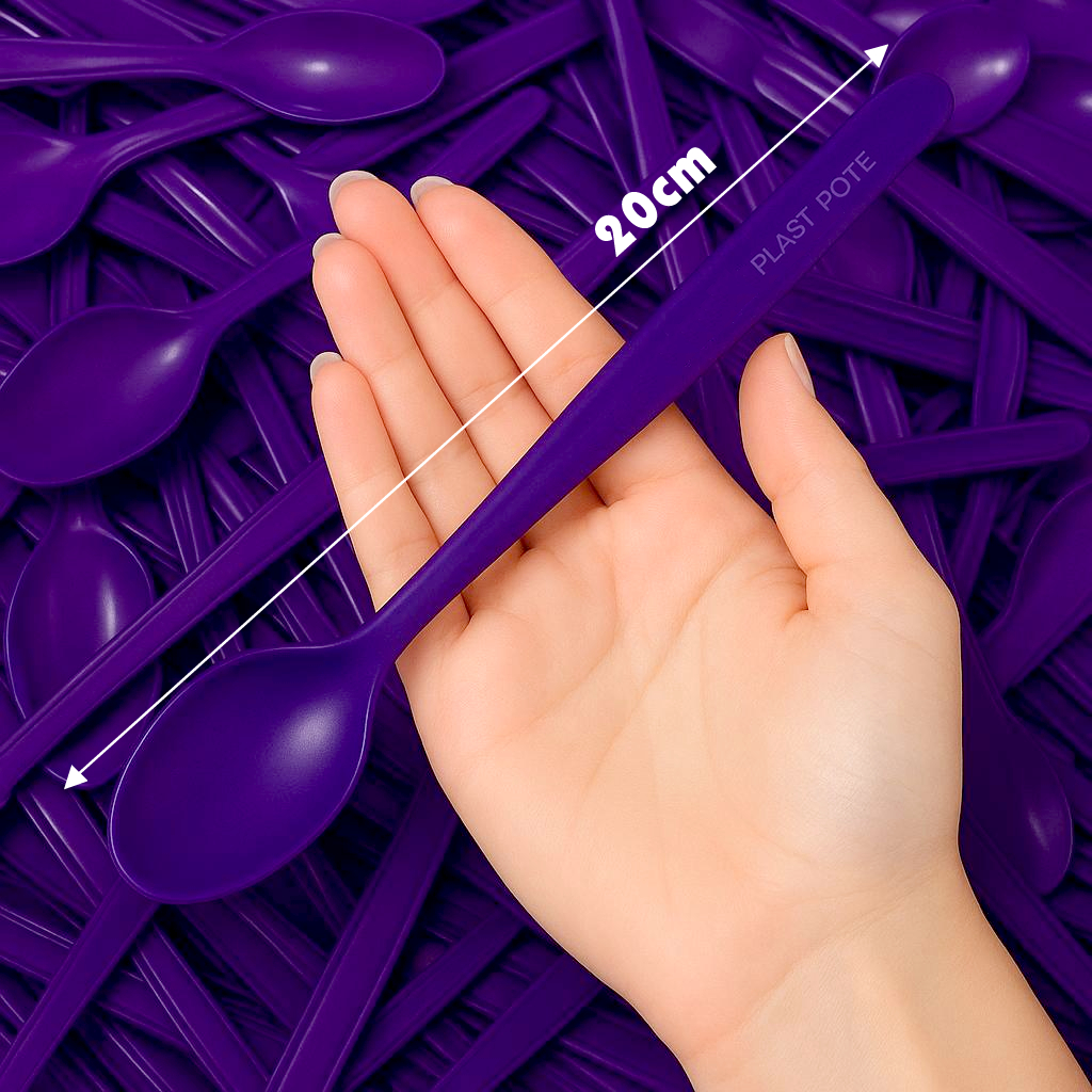 500 COLHER AÇAÍ LONGA 20cm ROXA OU PRETA GIGANTE REFORÇADA SUPER GRANDE