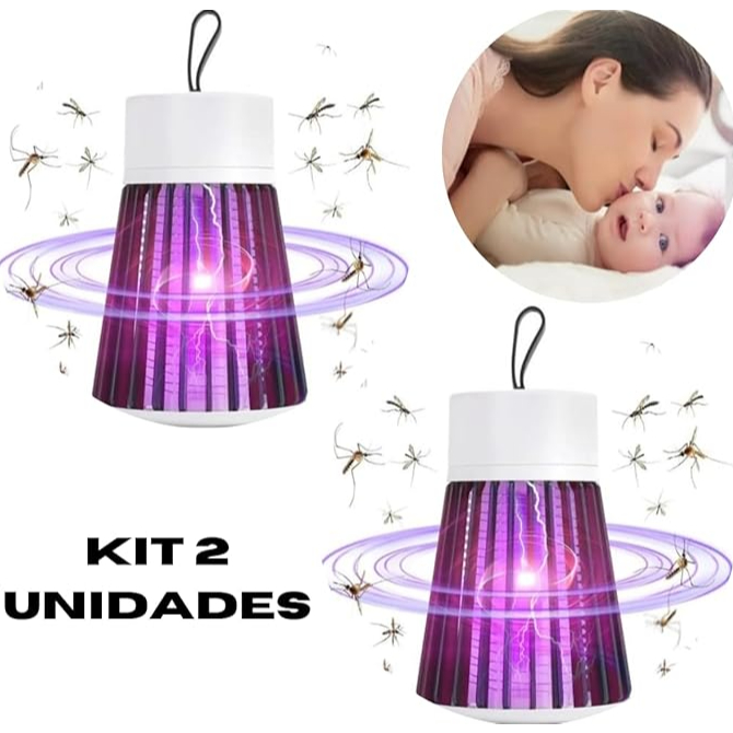 kit 2 Lâmpada Elétrica Mata-Mosquitos Com Luz UV Usb Armadilha Para Insetos