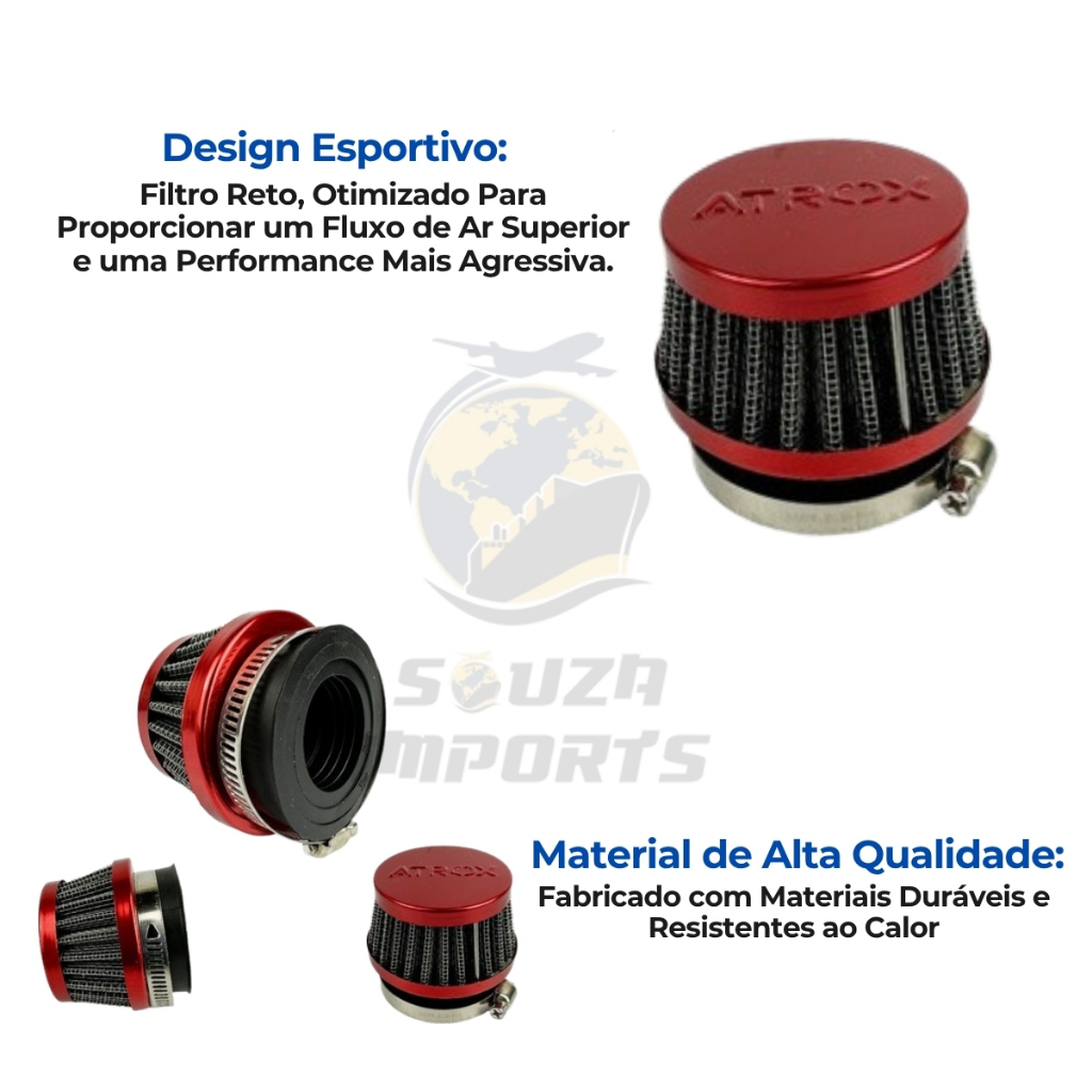 Filtro De Ar Esportivo Moto Reto Universal Com Adaptador Abraçadeira Titan Fan 125 150 160 Biz Ybr Factor Pop 100 125cc · foto 2