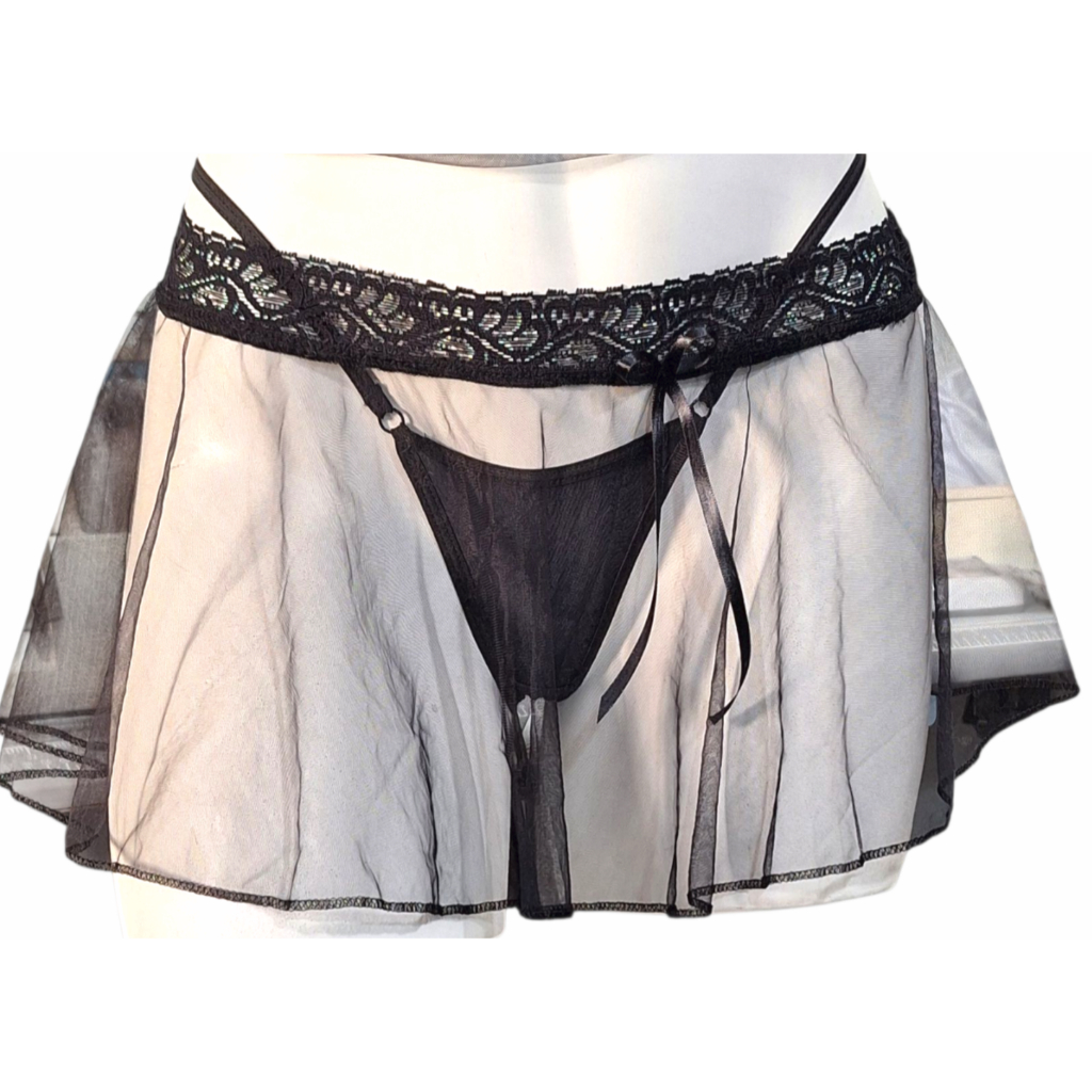 kit Mini Saia Tule Minissaia Sexy Micro Rodada Godê Calcinha Fio