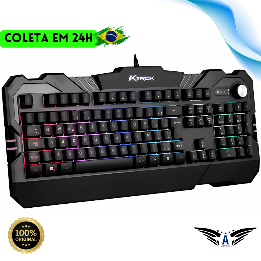 Teclado Semi-Mecânico Gamer KTROK Rgb Iluminação Colorida PC Notebook Alta Qualidade