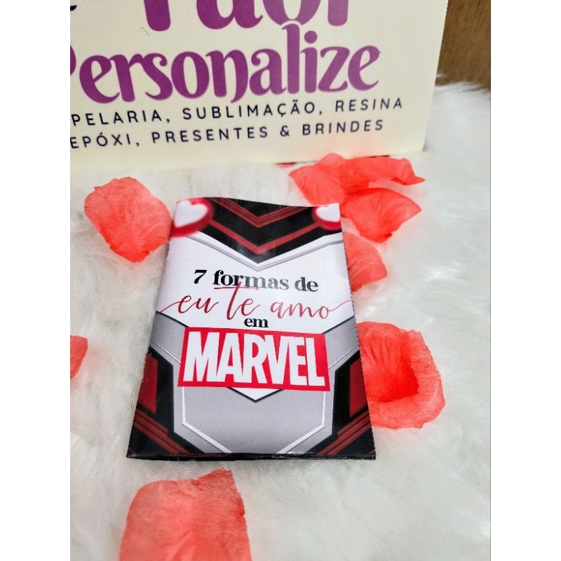 Álbum de fotos Marvel 7 Formas de te amar em Marvel - Personalizado com foto do casal