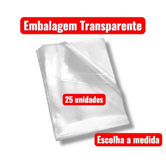 Saco Plástico Transparente 25 unidades Sem Aba Cristal Embalagem Sacola Roupas Presentes em Oferta na Shopee