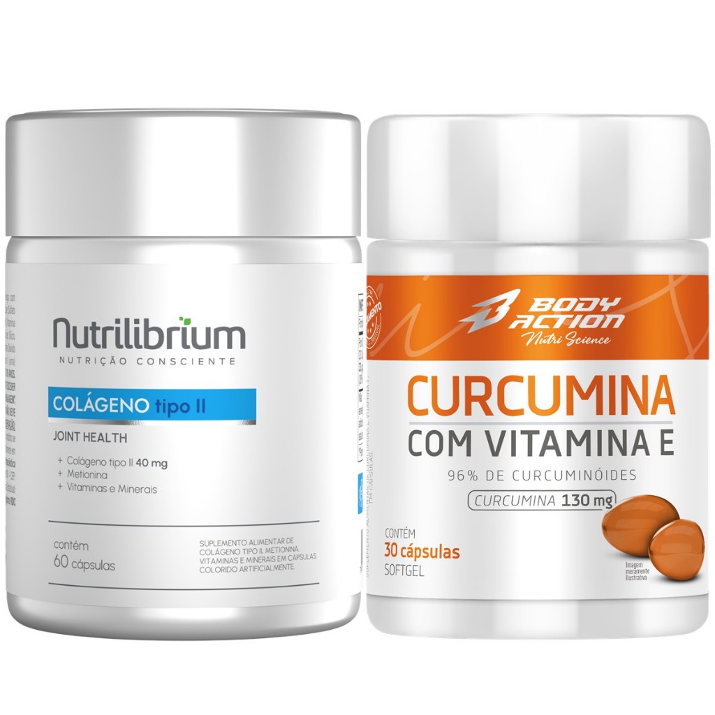 Colágeno Tipo 2 60 Caps + Curcumina Com Vitamina E 30 Caps - Health