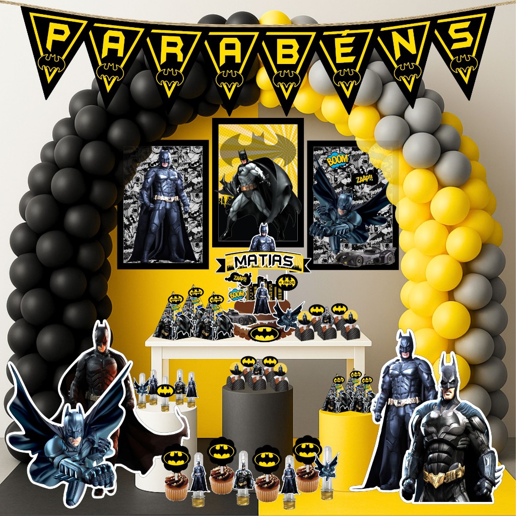 Kit Festa Aniversário Personalizado Batma Homem Morcego 78 itens-Decoração Mesversario Lembrancinhas
