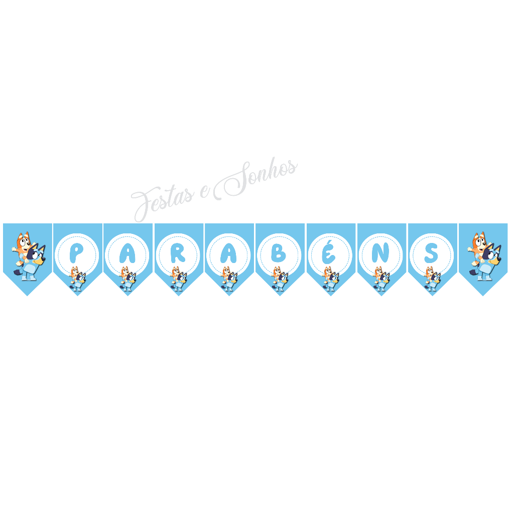 Bandeirola Personalizada Bluey Azul 13x19cm Fazemos qualquer tema
