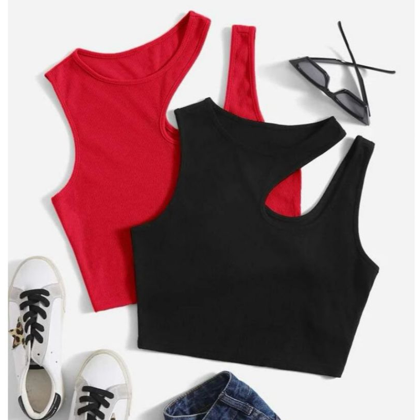 Cropped Top Blusinha Canelado Com 2 Alças em Oferta na Shopee