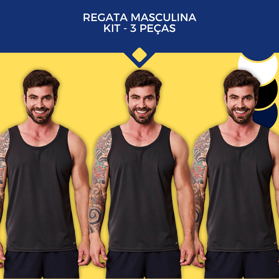 Kit 3 Camisa Regata Masculina Dry Fit Academia Fitness Básica Lisa Corrida Treino