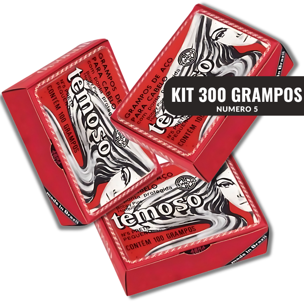 Grampo de cabelo N° 5 C/100un PRETO Kit C/3cx Total 300grampo