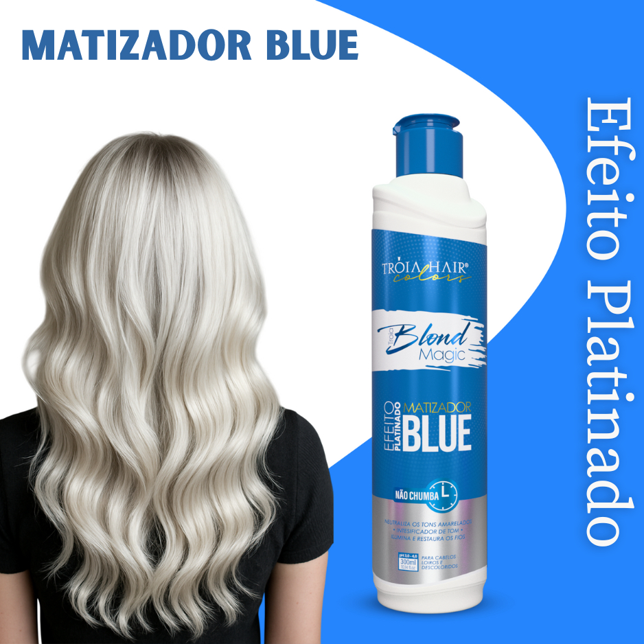 Matizador Magic Blond Tróia Hair Blue 300ml – Efeito Platinado Imediato para Loiros e Grisalhos