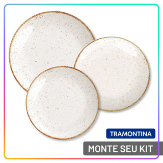 Jogo de Pratos Jantar Rústico Marrom Tramontina Porcelana Conjunto de Pratos Raso, Prato Fundo e Sobremesa Opções de Kit em Oferta na Shopee