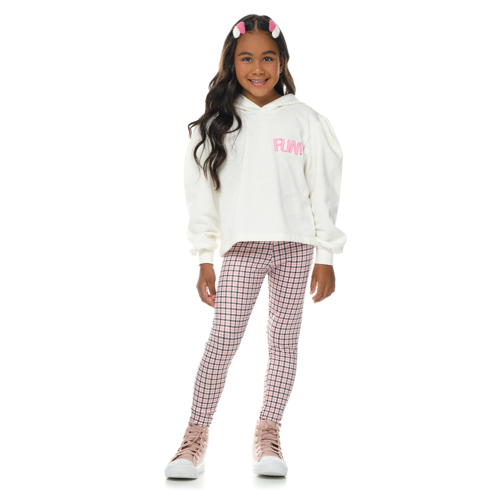 Conjunto Blusa de Moletom com Capuz + Legging Suplex Peluciado – Tamanhos 4, 6 e 8 anos em Oferta na Shopee