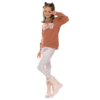 Conjunto Feminino Blusa de Moletom + Legging Suplex Peluciado – Tamanhos 4, 6 e 8 anos em Oferta na Shopee