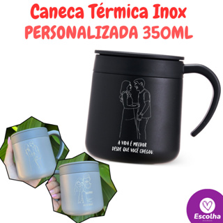 Caneca Térmica Personalizada Inox 350ml c/ Nome, Logo ou Frase - ENVIO IMEDIATO em Oferta na Shopee