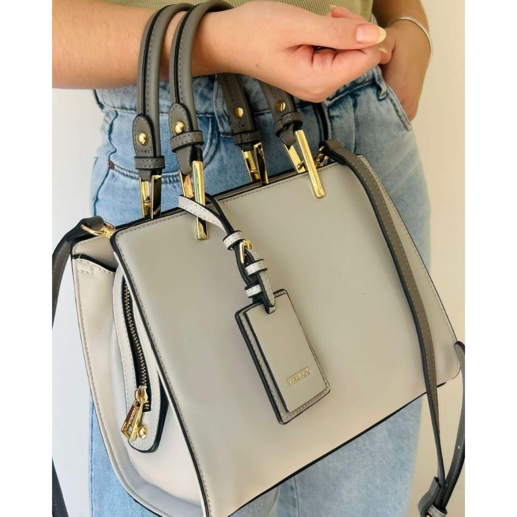 Bolsa Feminina Baú Veryrio Couro de Luxo Elegante Fashion Alça de Ombro e Transversal Trabalho Casual Espaçosa