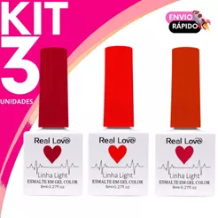 Esmalte em Gel Real Love Linha Light Kit Tons de Vermelho - 8ml