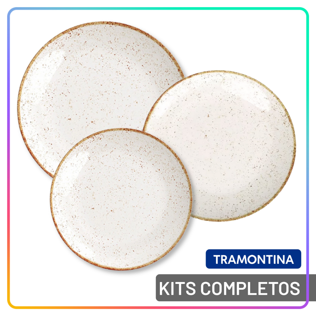 Jogo de Pratos Jantar Rústico Marrom Tramontina Porcelana Conjunto de Pratos Raso, Fundo e Sobremesa Opções de Kits em Oferta na Shopee
