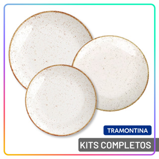 Jogo de Pratos Jantar Rústico Marrom Tramontina Porcelana Conjunto de Pratos Raso, Fundo e Sobremesa Opções de Kits em Oferta na Shopee