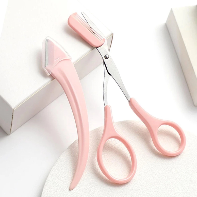 Kit de Navalha E Tesoura Para Sobrancelha, Tesoura Com Pente, Depilação Facial em Oferta na Shopee