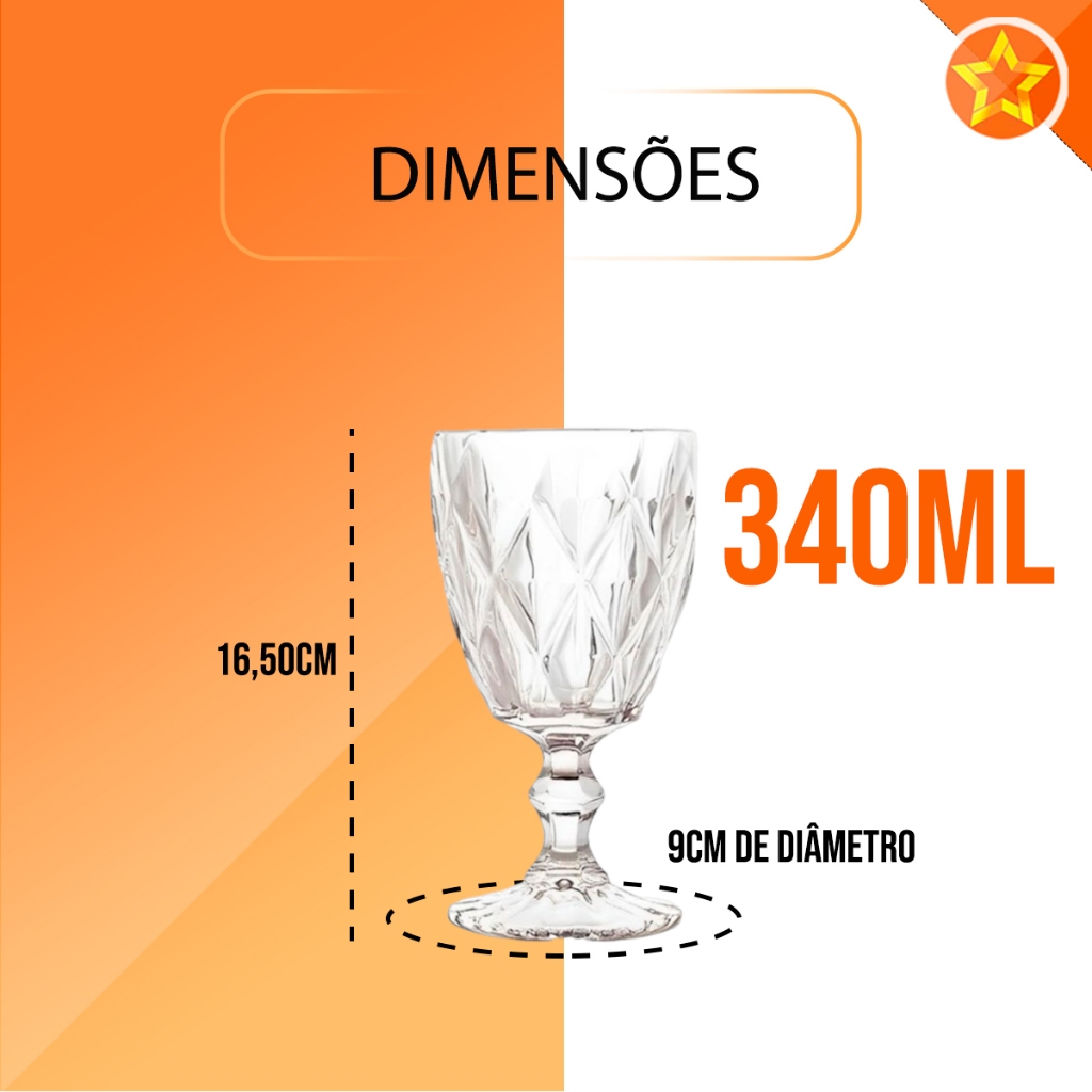 Jogo de Taça de Vidro Diamond 340mL Wellmix · foto 2
