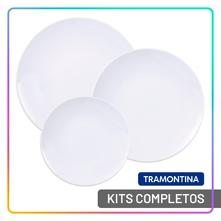 Jogo de Pratos Jantar Leonora Tramontina Porcelana Conjunto de Pratos Raso, Fundo e Sobremesa Kits em Oferta na Shopee