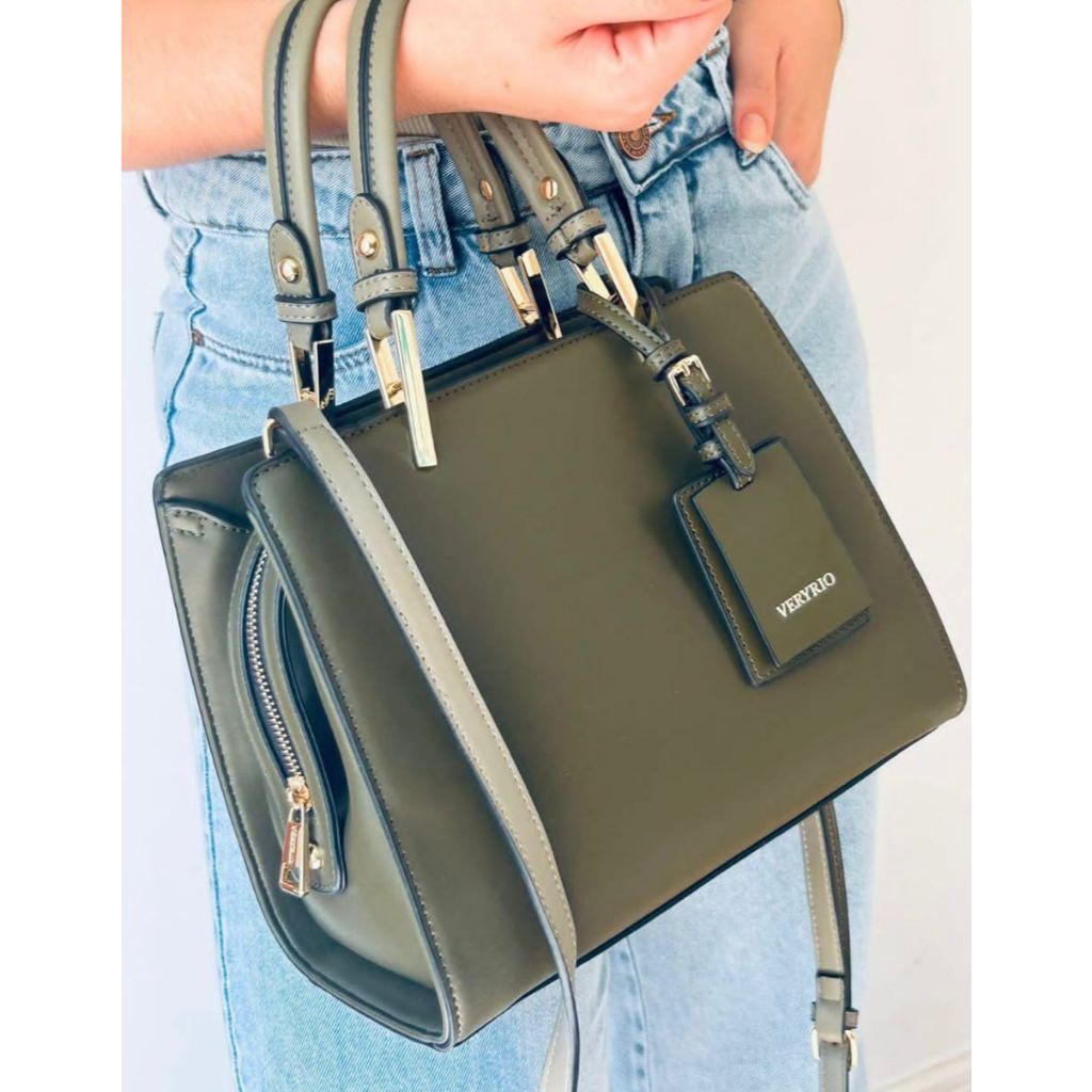 Bolsa Feminina Baú Veryrio Couro de Luxo Elegante Fashion Alça de Ombro e Transversal Trabalho Casual Espaçosa