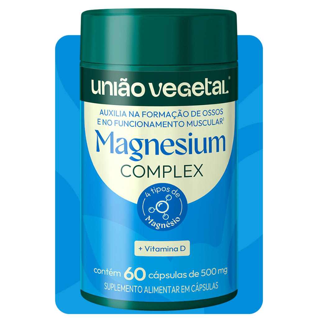 Magnésio Complex, 60 Cápsulas com Citrato, Malato, Bisglicinato, Taurato de Magnésio e Vitamina D3