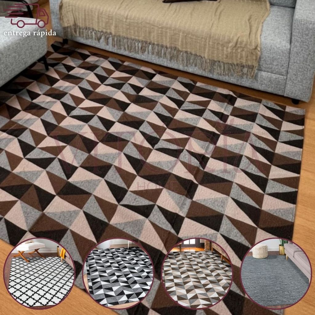 Tapete Para Sala Geométrico Grande 2 Metros JACQUARD Moderno Antiderrapante - Várias Estampas