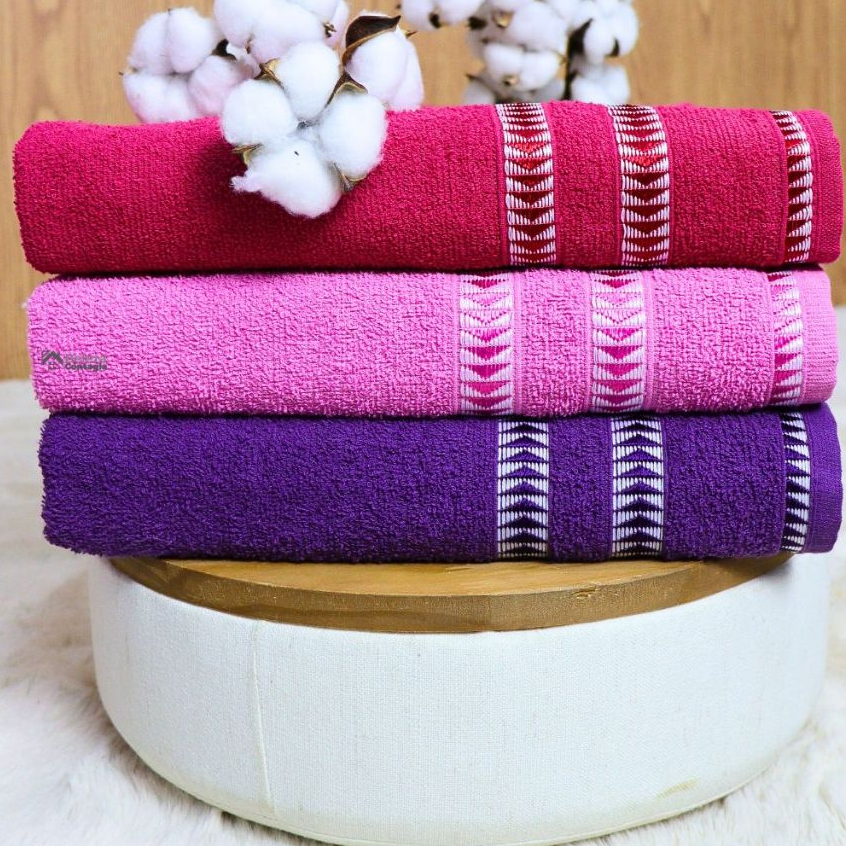 3 Toalha de Banho 100% Algodão Grande Bordada Alta absorção cores Sofisticada Masculino e Feminino