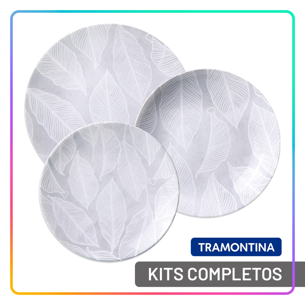 Jogo de Pratos Jantar Arbo Tramontina Porcelana Conjunto de Pratos Raso, Fundo e Sobremesa Kits em Oferta na Shopee