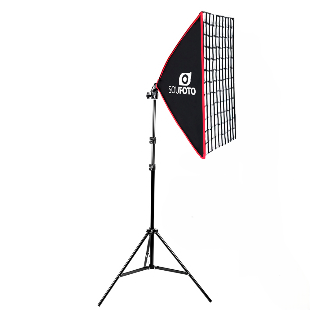 Luz para Gravar Video Kit Softbox Profissional com Grid e Tripé 2m Iluminação para Estúdio de Foto