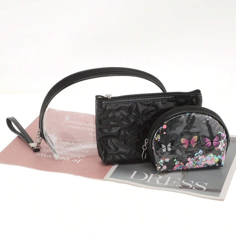 Kit 3 peças Conjunto Bolsa Estojo Cosmética Fofo em Oferta na Shopee