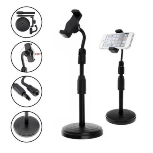 Suporte Tripé Para Mesa Com Mini Pedestal Ajustável 360° Ideal Para Gravação de Videos