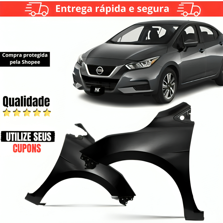 Paralama Nissan Versa 2020 2021 2022 2023 2024 2025 Para Lama Novo em Oferta na Shopee