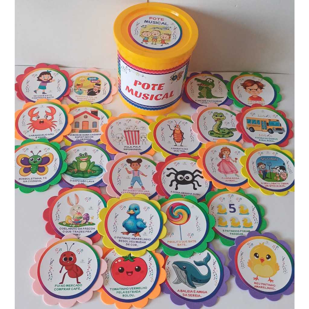 Lata Musical com 24 fichas Recurso Pedagógico - Pote Musical Caixa Musical em Oferta na Shopee
