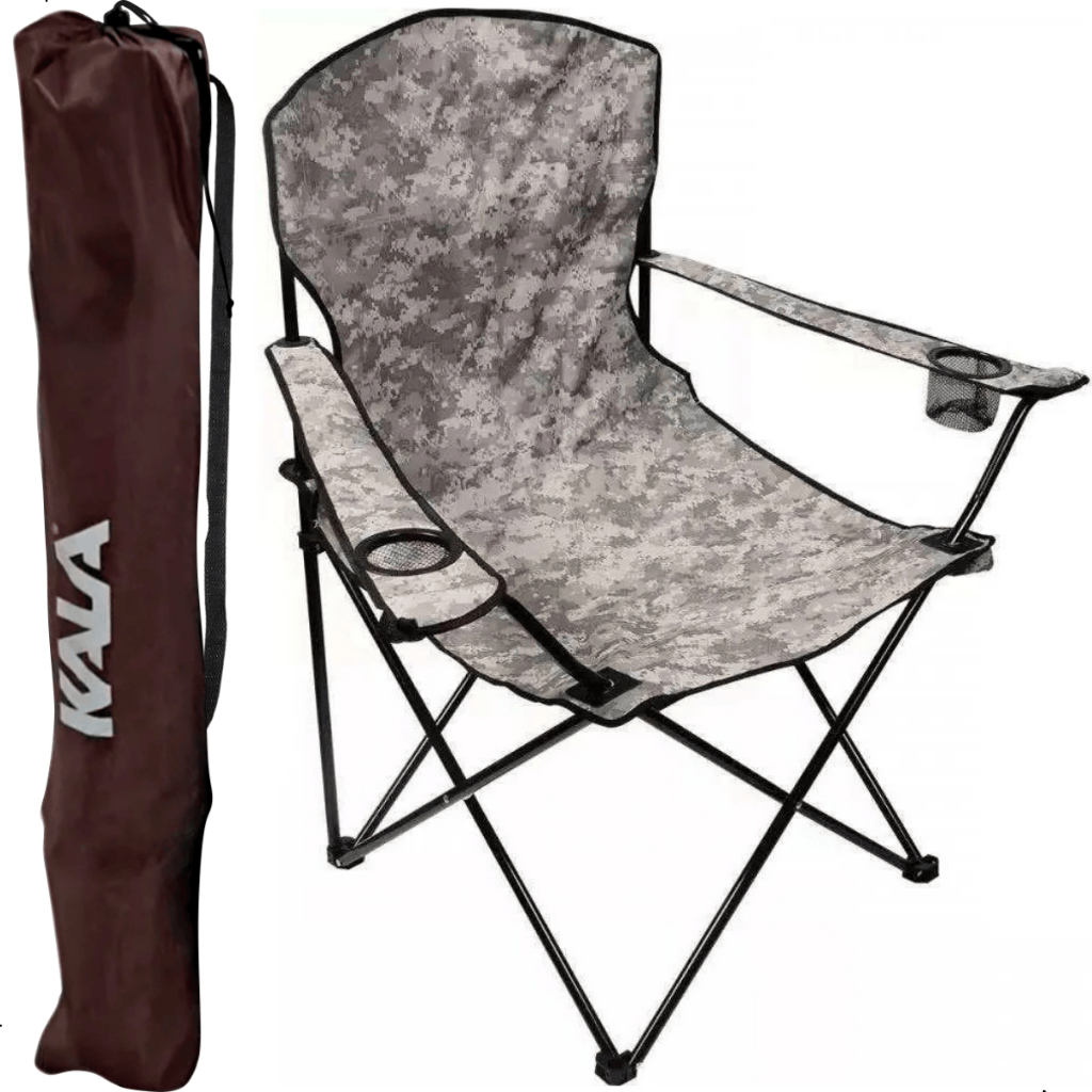 Cadeira Dobrável Camping Praia Pesca Portátil Leve Reforçada Confortável Suporta 150kg Com Porta Copos e Bolsa - Kala em Oferta na Shopee