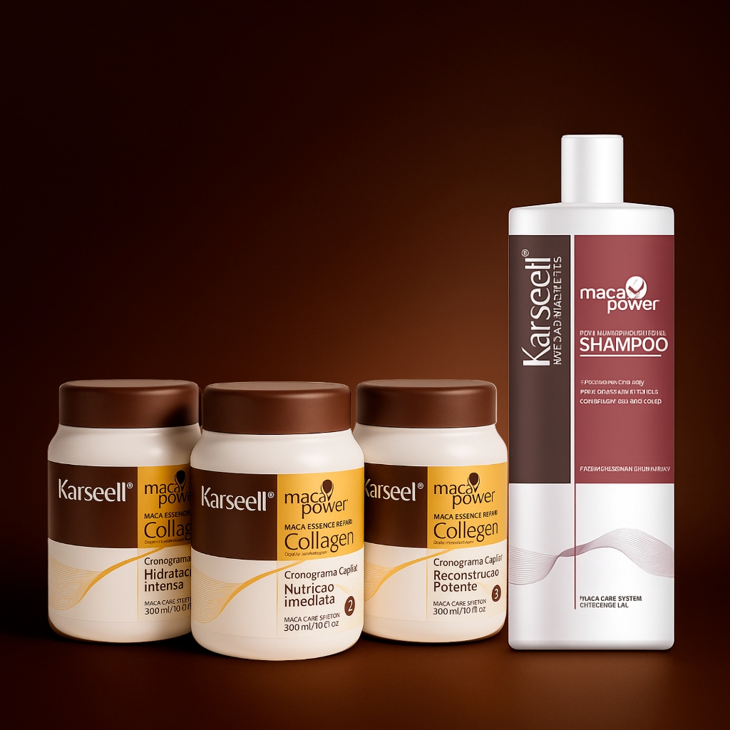 Kit Cronograma Capilar Karseell 3 Máscaras + Shampoo 1L - Hidratação Intensa, Nutrição Imediata e Reconstrução Potente