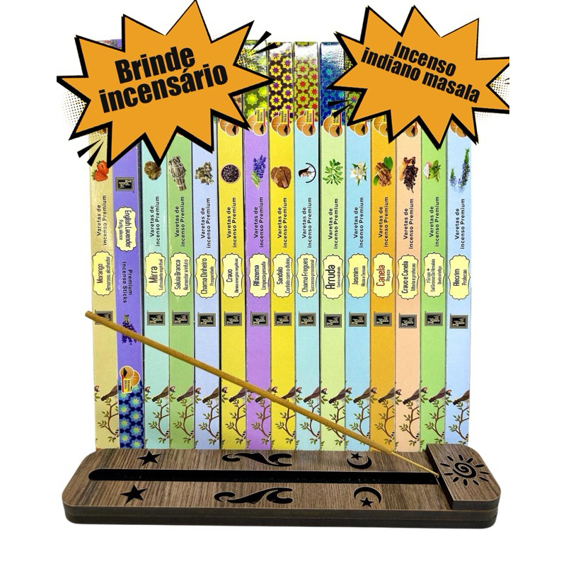 Incenso Indiano MASSALA Premium Sortido  Zed Black c/25 (7 varetas) + incensário em Oferta na Shopee