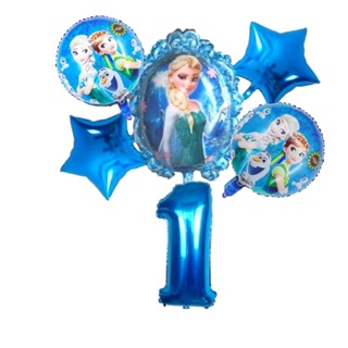 Kit c/6 balões Frozen espelho mede 50 cm/estrela/redondo mede 45 cm/número mede 40 cm em Oferta na Shopee