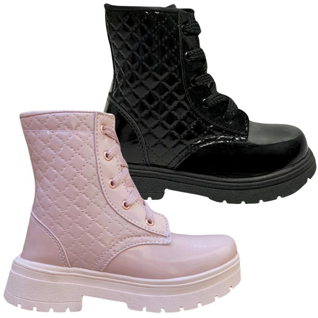 Kit 2 Pares Bota Infantil Menina Coturno Feminina Tratorada Festa Junina Moda Inverno Botinha